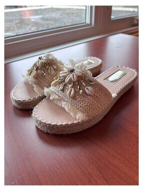Espadrille embellished slide with shells